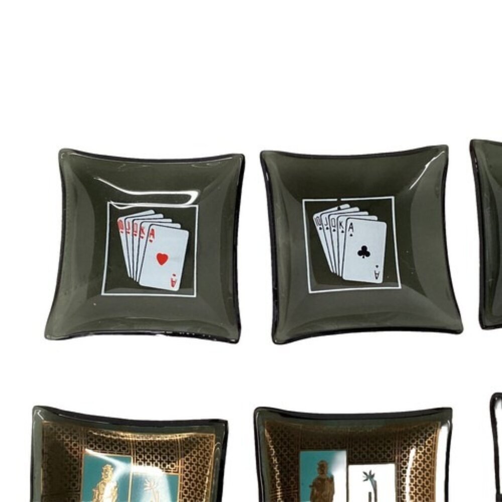 Set of 9 Vintage Glass Cocktail Ashtrays Trinket Dishes Salt Cellar Barware - Picture 5 of 7